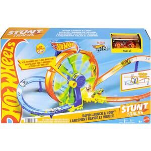 Hot Wheels Rapid Launch & Loop Playset with 1:64 Scale Die-Cast Toy